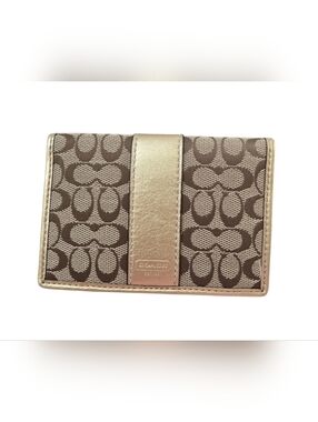 NEW Coach Y2K Signature Card Case F60355 in  Khaki & Metallic Gold